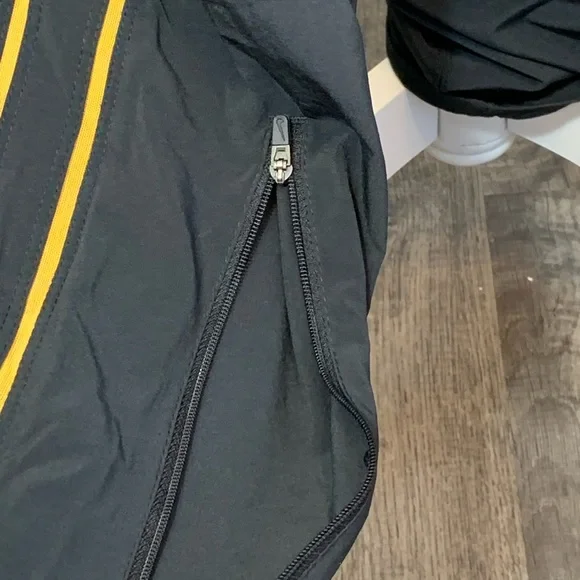 Nike Black Pant Yellow Stripes L drawstring elastic waist zipper pockets & legs - Picture 4 of 8